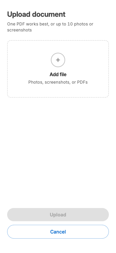 Upload screen empty