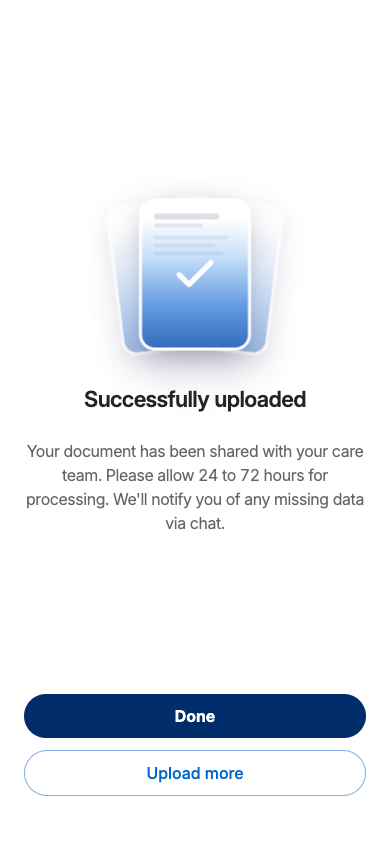 Mobile success screen