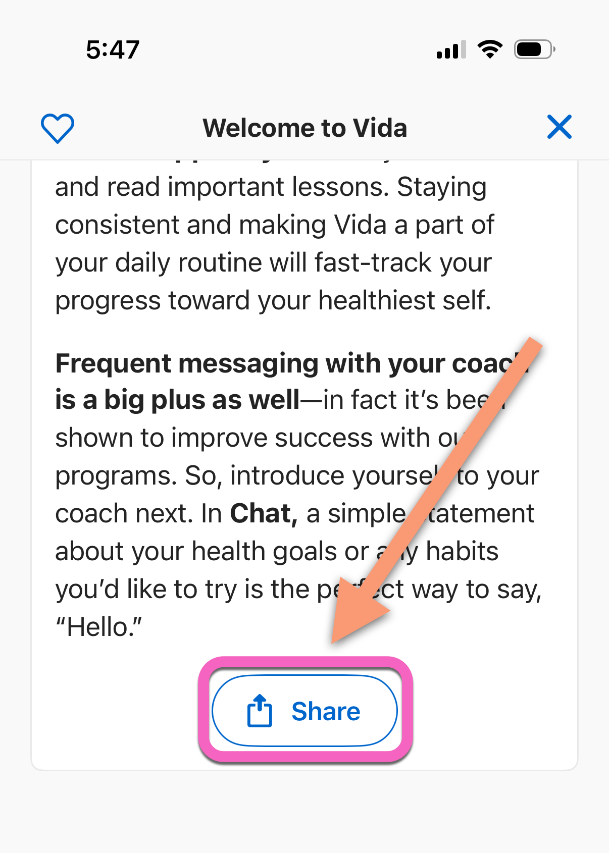 Share button at bottom of article